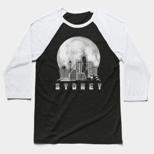 Sydney Australia Skyline Full Moon Baseball T-Shirt